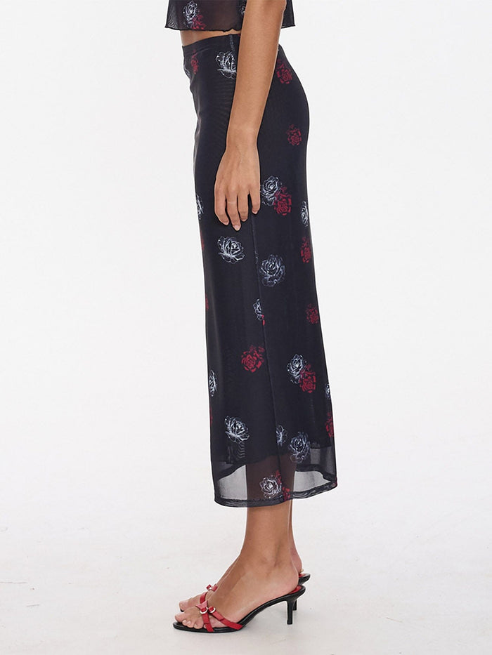 Perfect Illusion Mesh Maxi Skirt - Black 4
