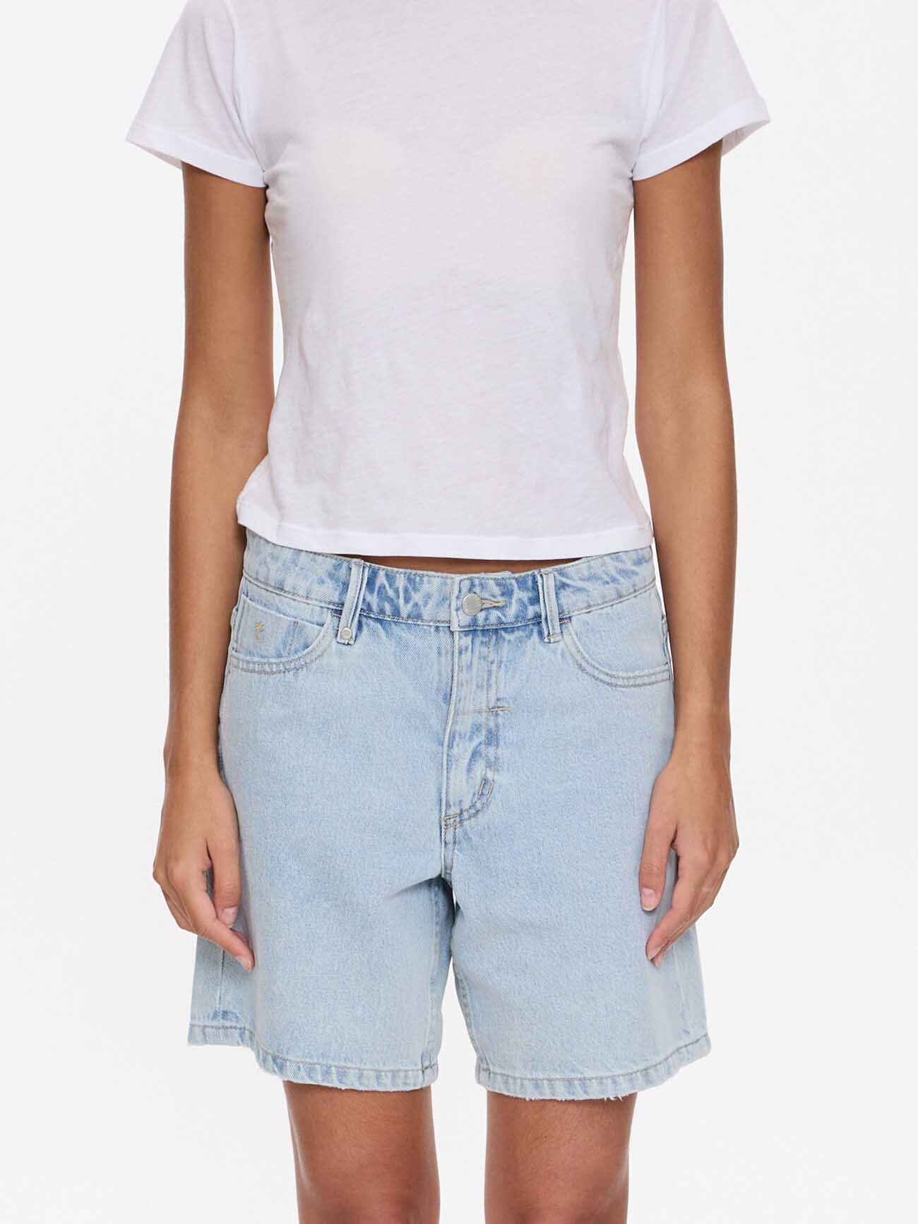 Billie Low Rise Baggy Embro Short - Serenity Blue 4