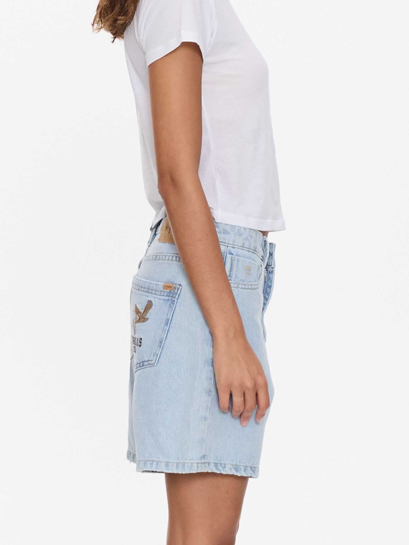 Billie Low Rise Baggy Embro Short - Serenity Blue 4