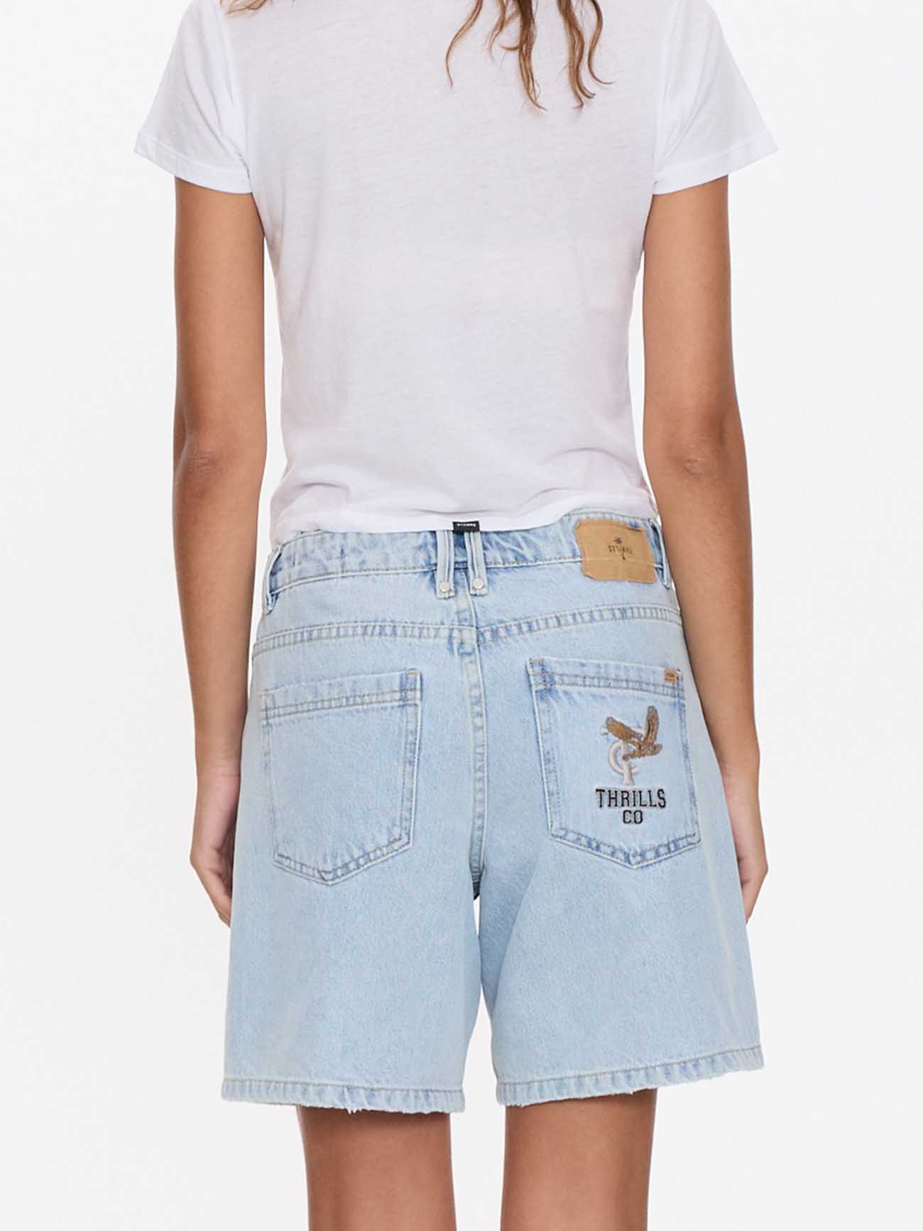 Billie Low Rise Baggy Embro Short - Serenity Blue 4