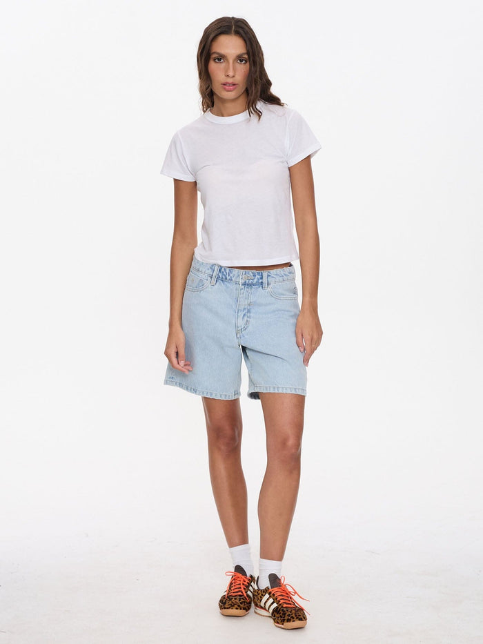 Billie Low Rise Baggy Embro Short - Serenity Blue 4