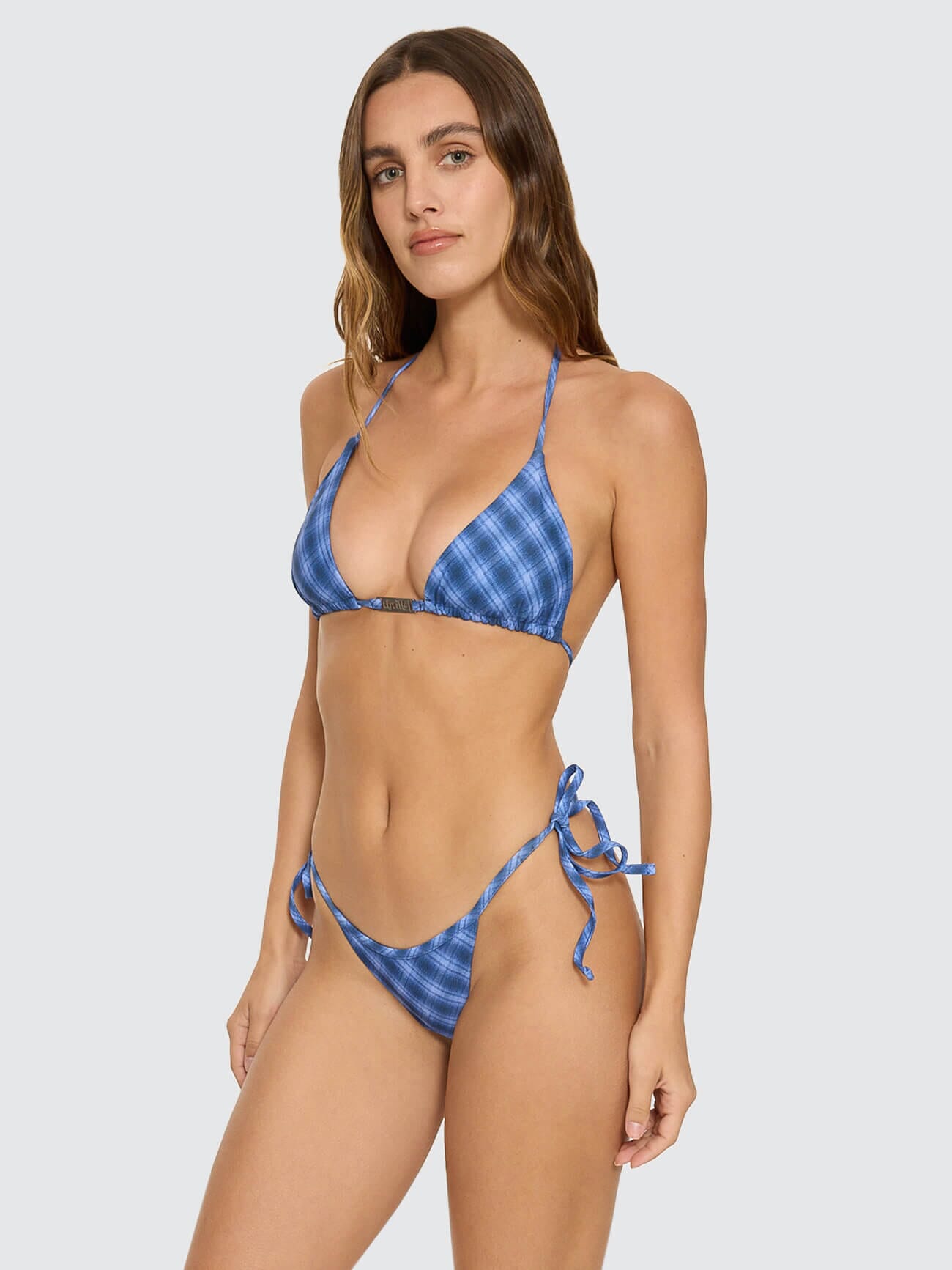High Speed Check String Bikini Top - Guardian Navy 4