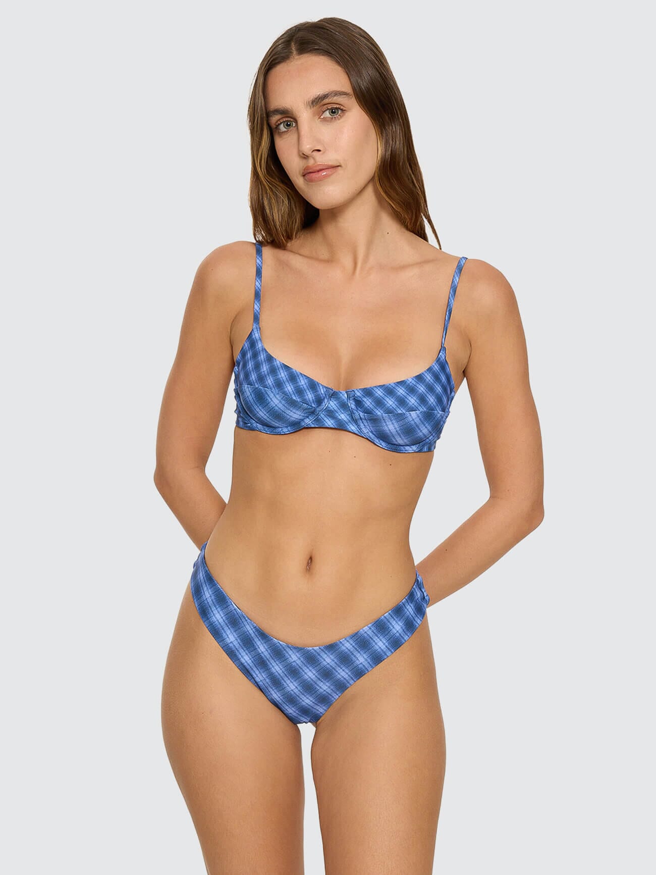 High Speed Check Underwire Bikini Top - Guardian Navy 4