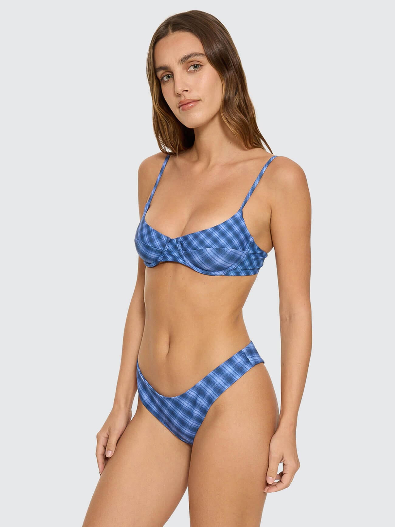 High Speed Check Underwire Bikini Top - Guardian Navy 4