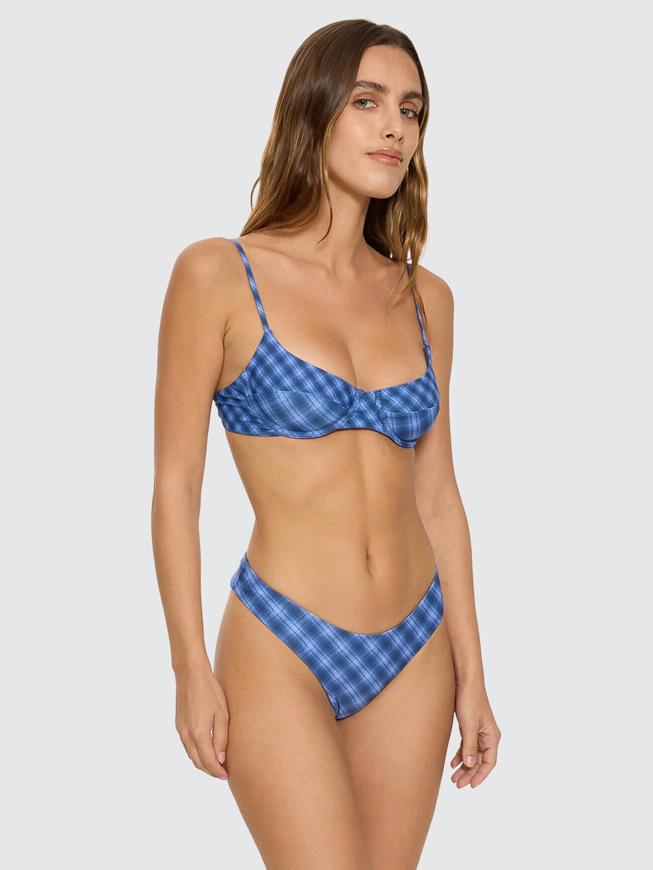 High Speed Check Underwire Bikini Top - Guardian Navy 4