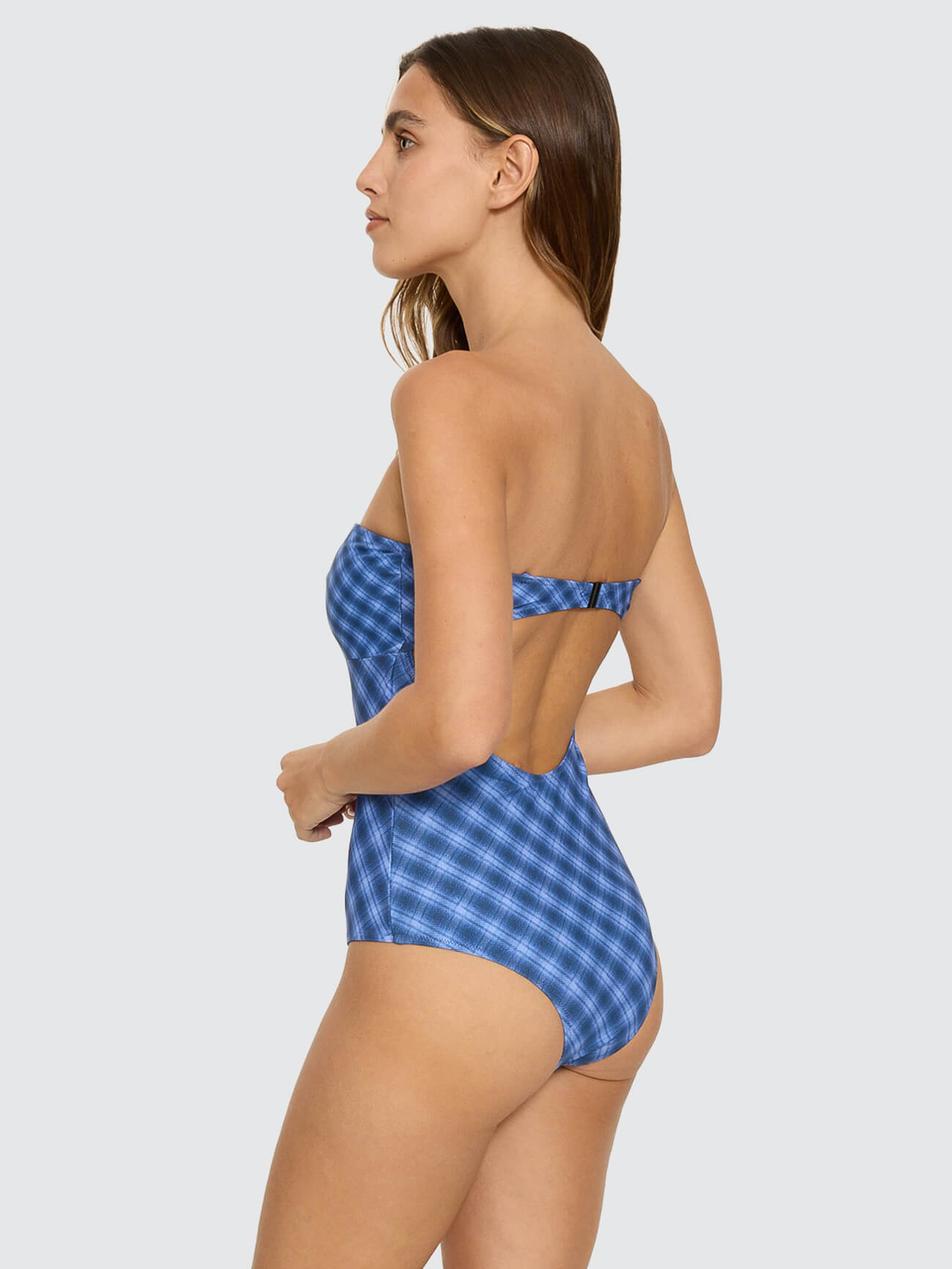 High Speed Check Strapless One Piece - Guardian Navy 4