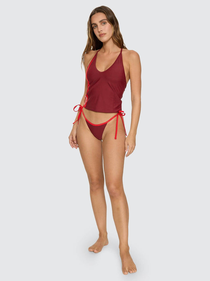 Flash Back Halter Tank - Garnet Red 4