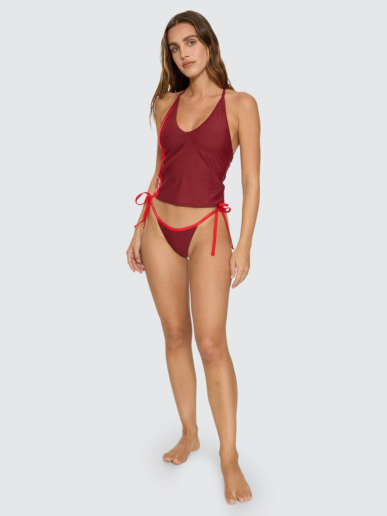 Flash Back Halter Tank - Garnet Red 4