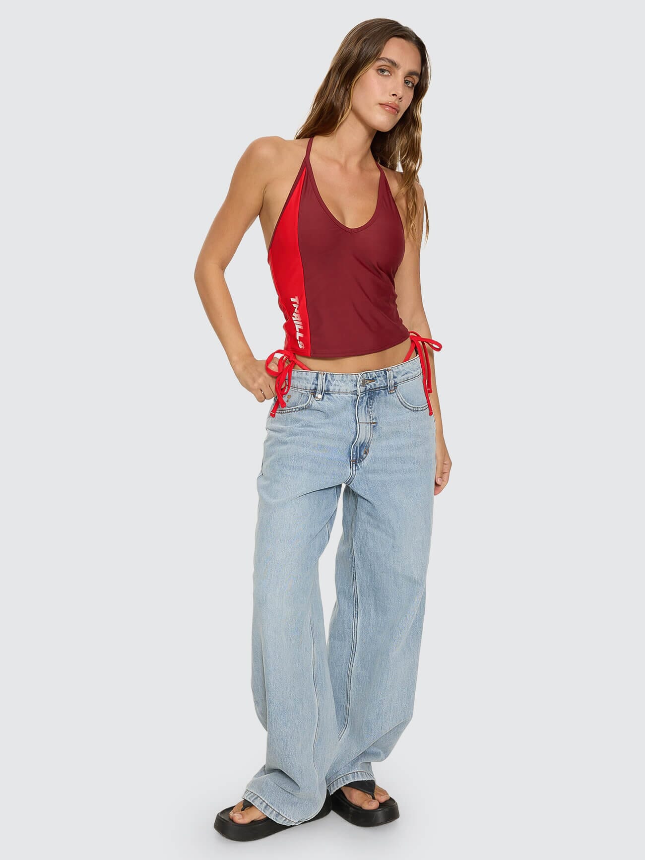 Flash Back Halter Tank - Garnet Red 4