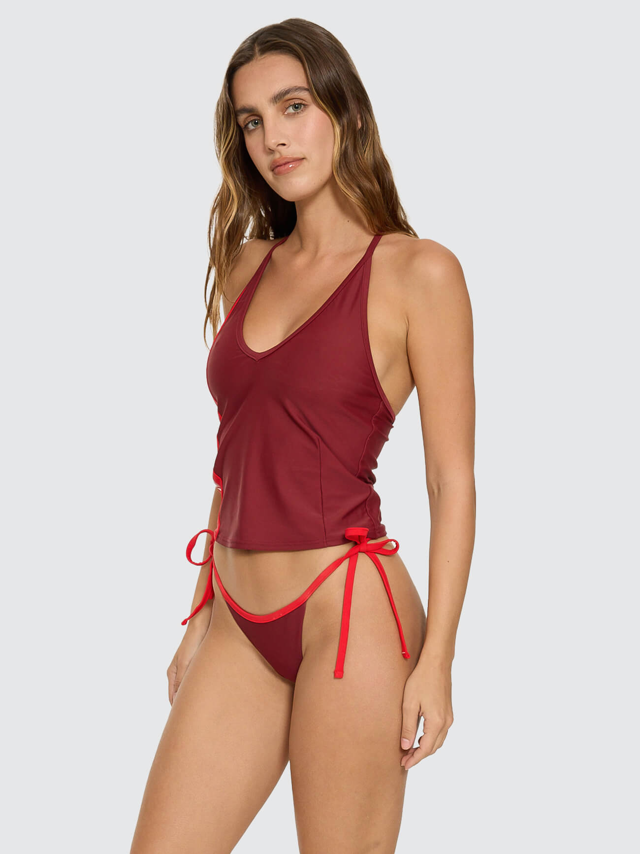 Flash Back Halter Tank - Garnet Red 4