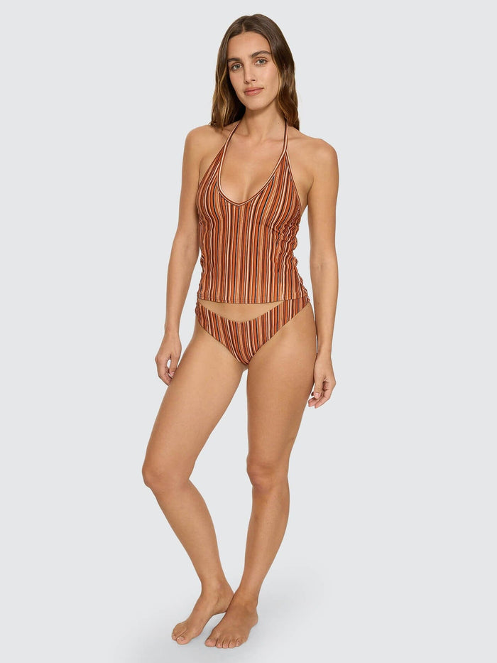 Aftersun Stripe Halter Tank - Burnt Orange 4