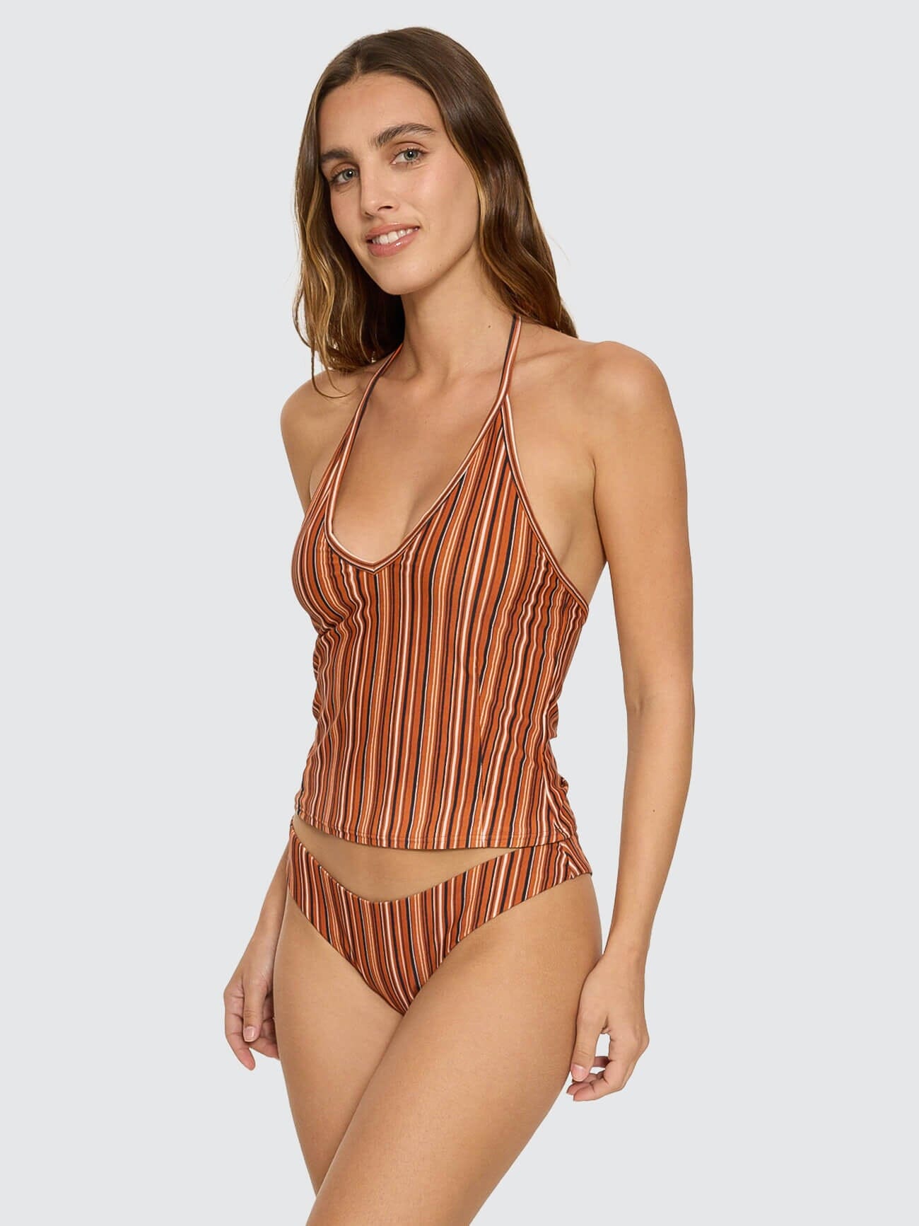 Aftersun Stripe Halter Tank - Burnt Orange 4