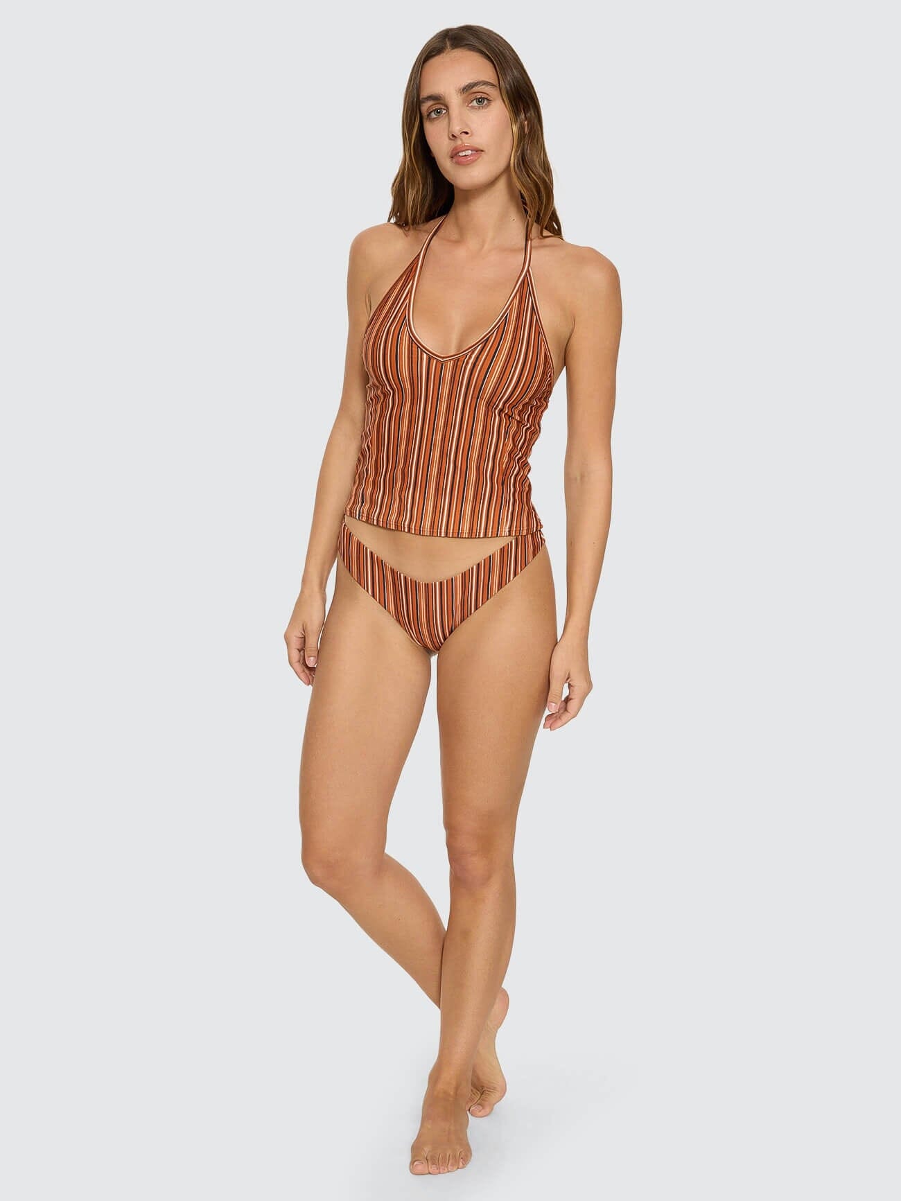 Aftersun Stripe Halter Tank - Burnt Orange 4