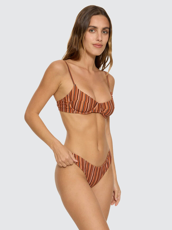 Aftersun Stripe Classic Bikini Bottom - Burnt Orange 4