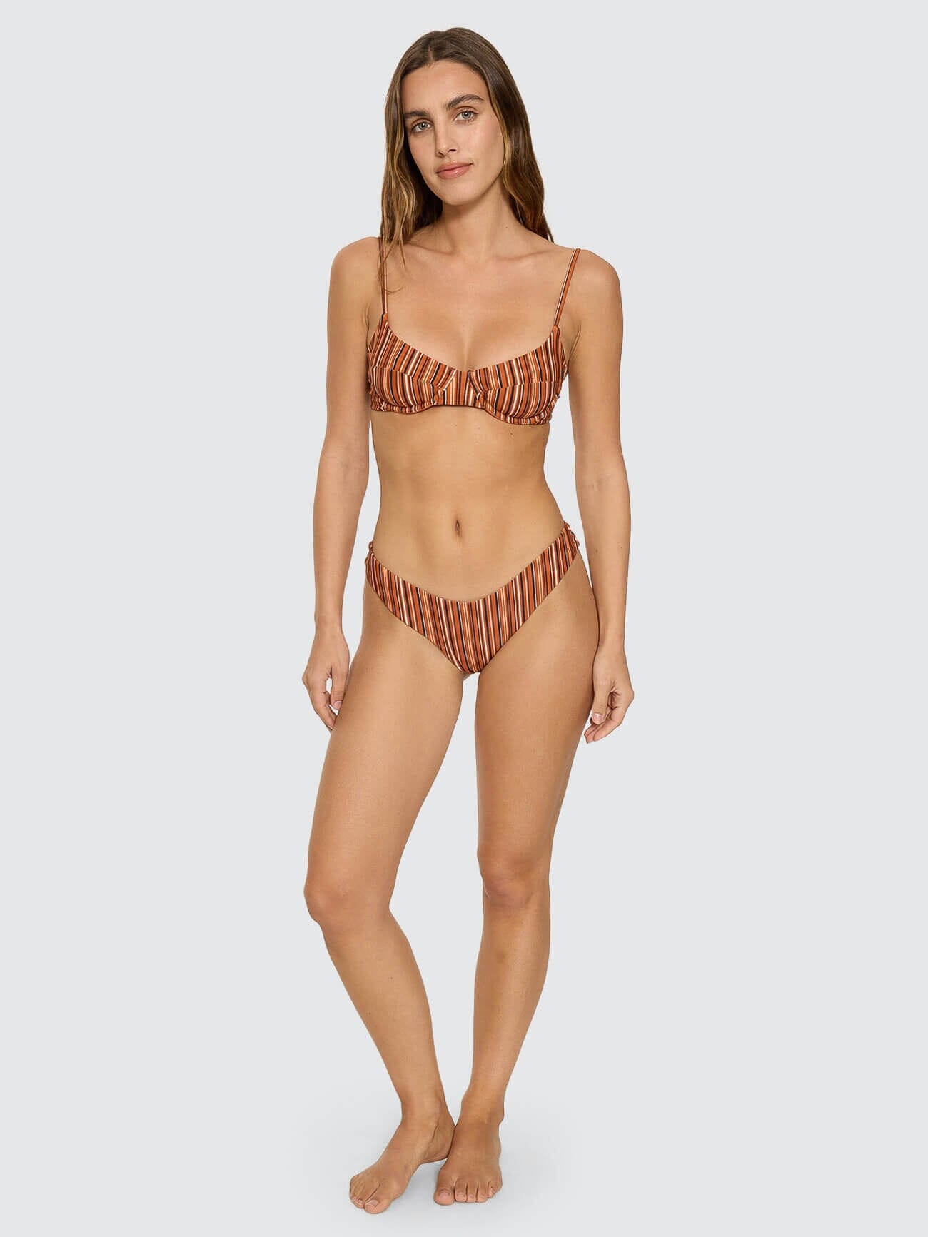Aftersun Stripe Underwire Bikini Top - Burnt Orange 4