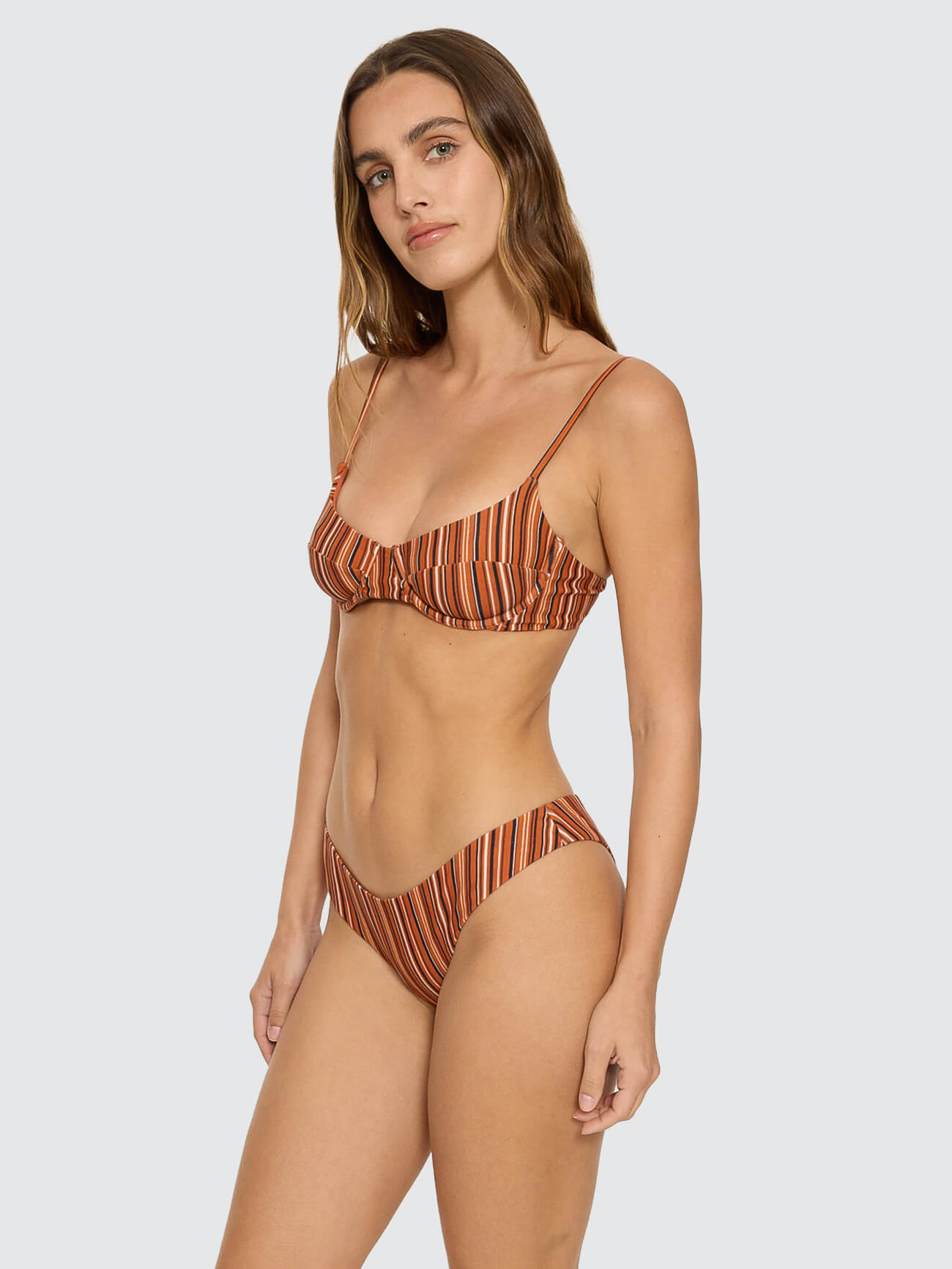 Aftersun Stripe Underwire Bikini Top - Burnt Orange 4