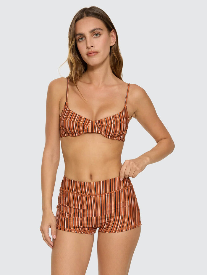 Aftersun Stripe Boy Leg Bikini Bottom - Burnt Orange 4