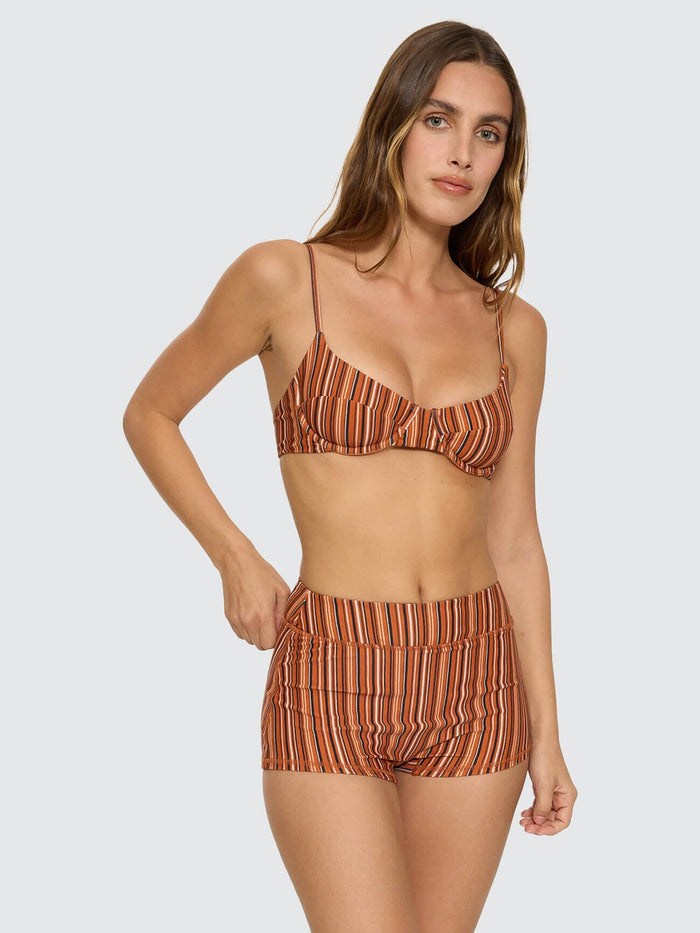 Aftersun Stripe Boy Leg Bikini Bottom - Burnt Orange 4