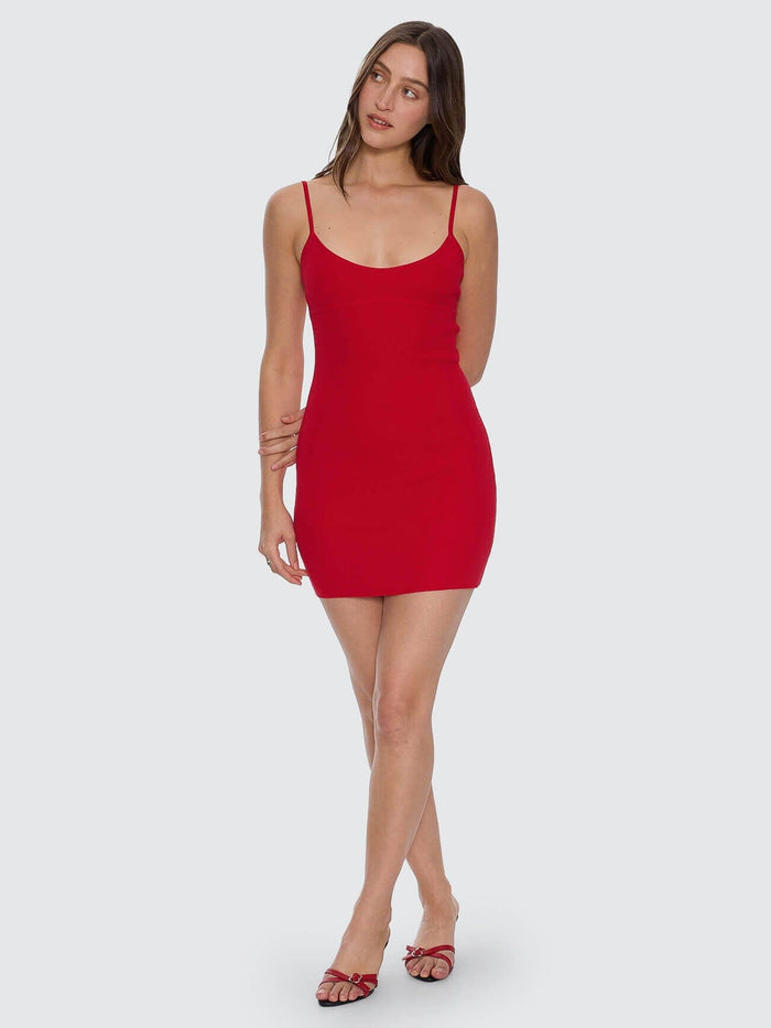 Vivid Dreams Knit Mini Dress - Cherry