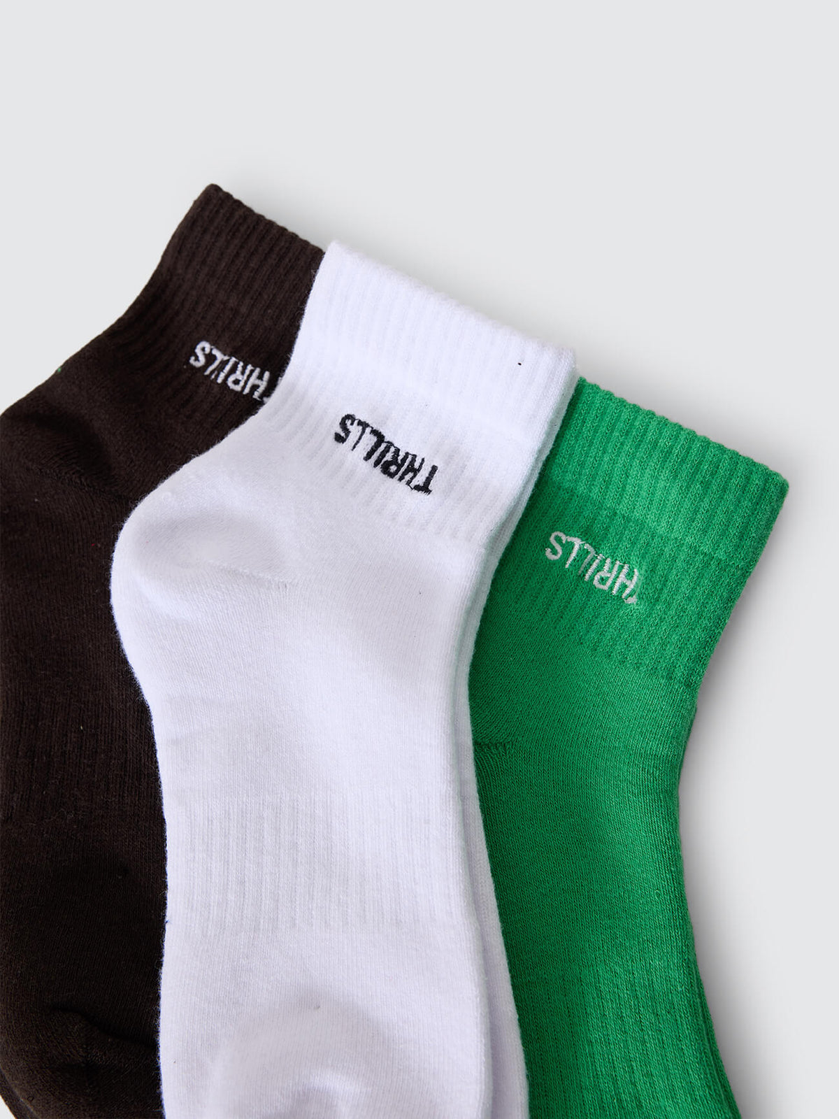 Minimal Thrills 3 Pack Sock - Blink Green - White - Orchard Brown One Size
