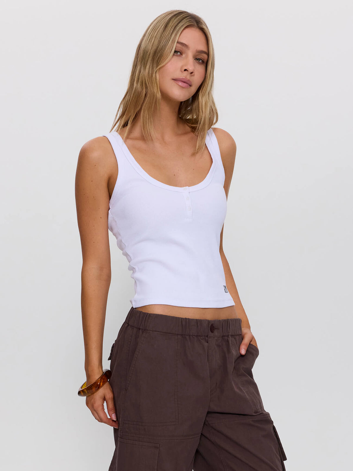 Rib Henley Tank - White 4