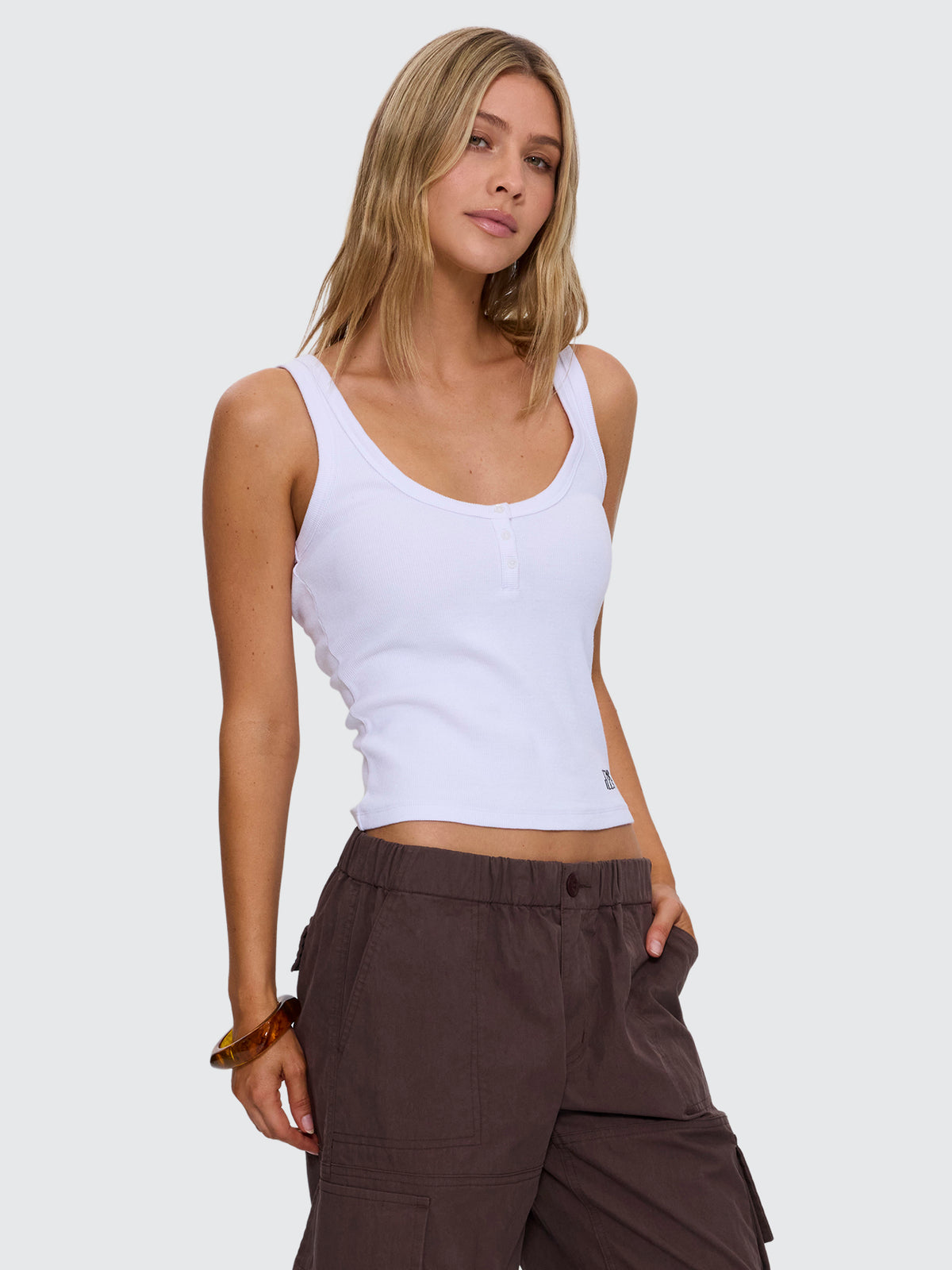 Rib Henley Tank - White 4