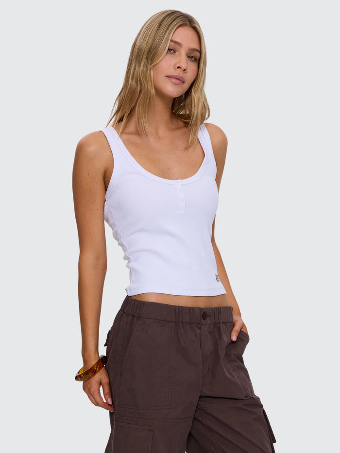 Rib Henley Tank - White 4