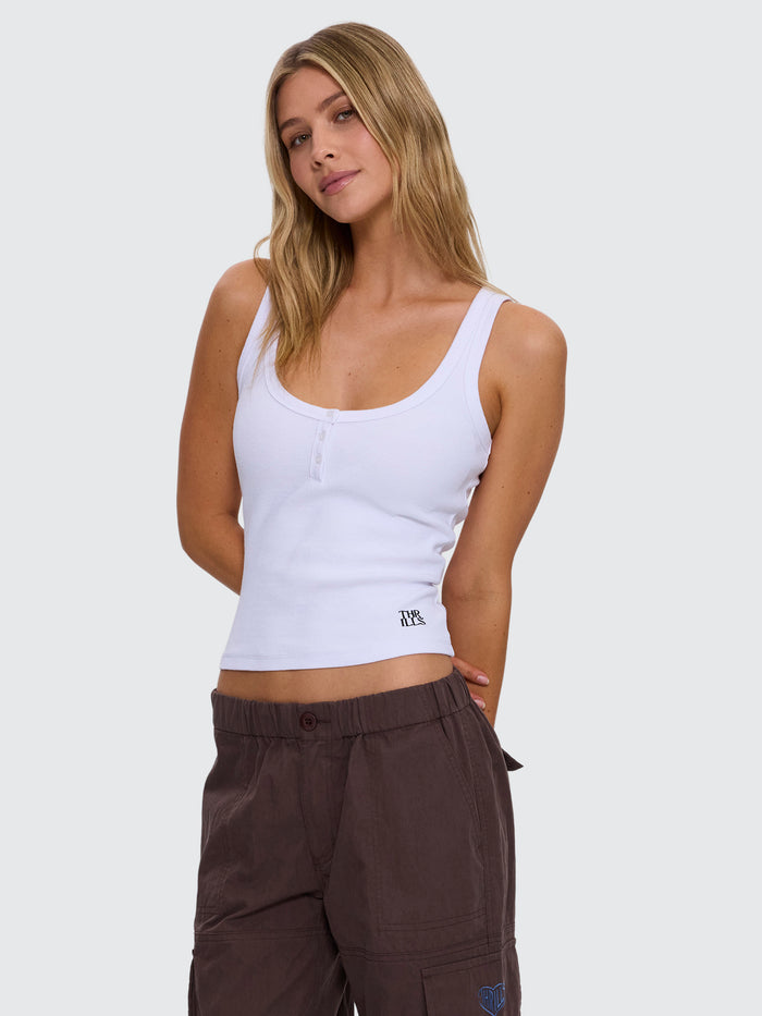 Rib Henley Tank - White 4