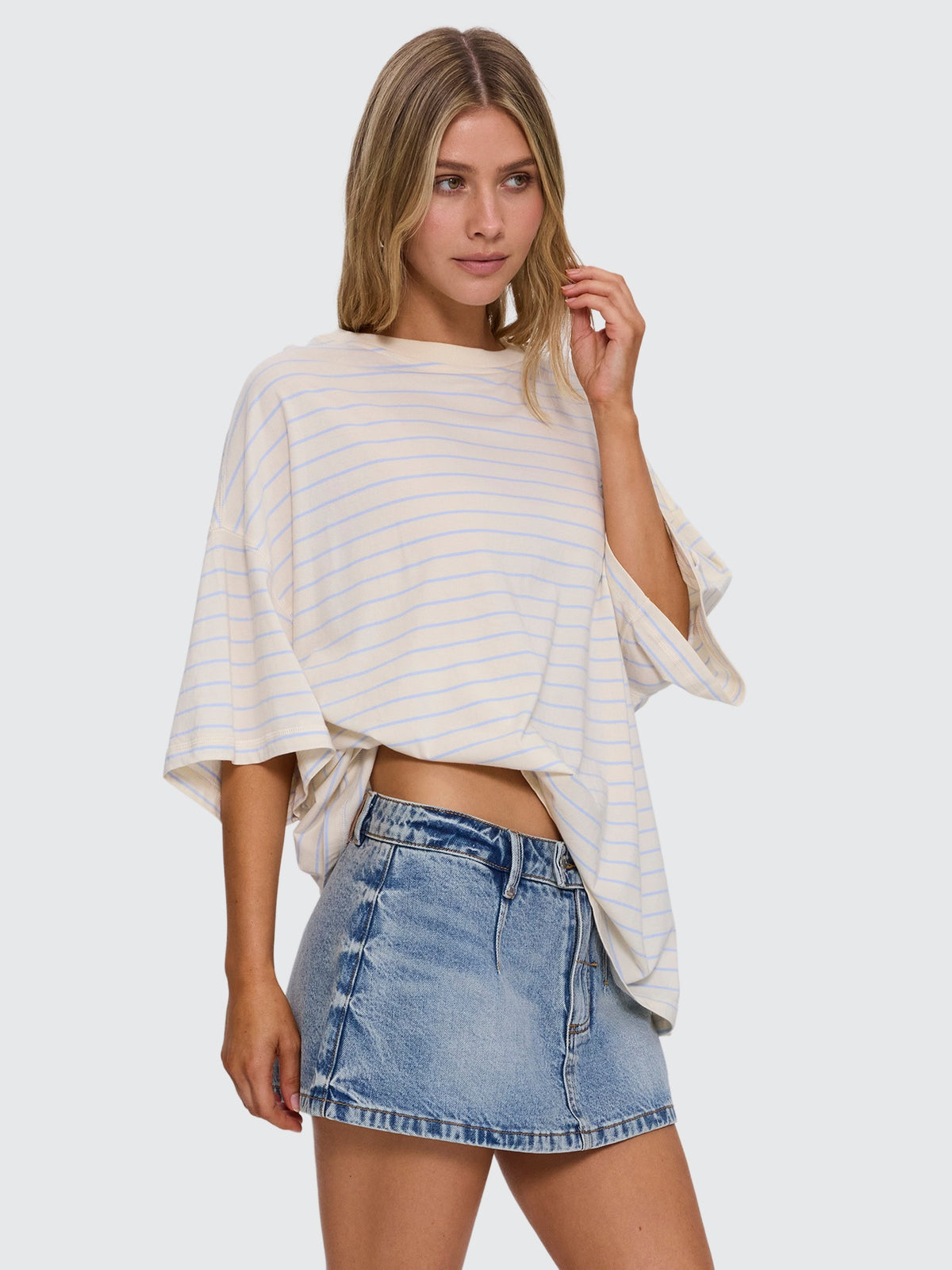 Coastal Slouch Tee - Placid Blue Stripe 4