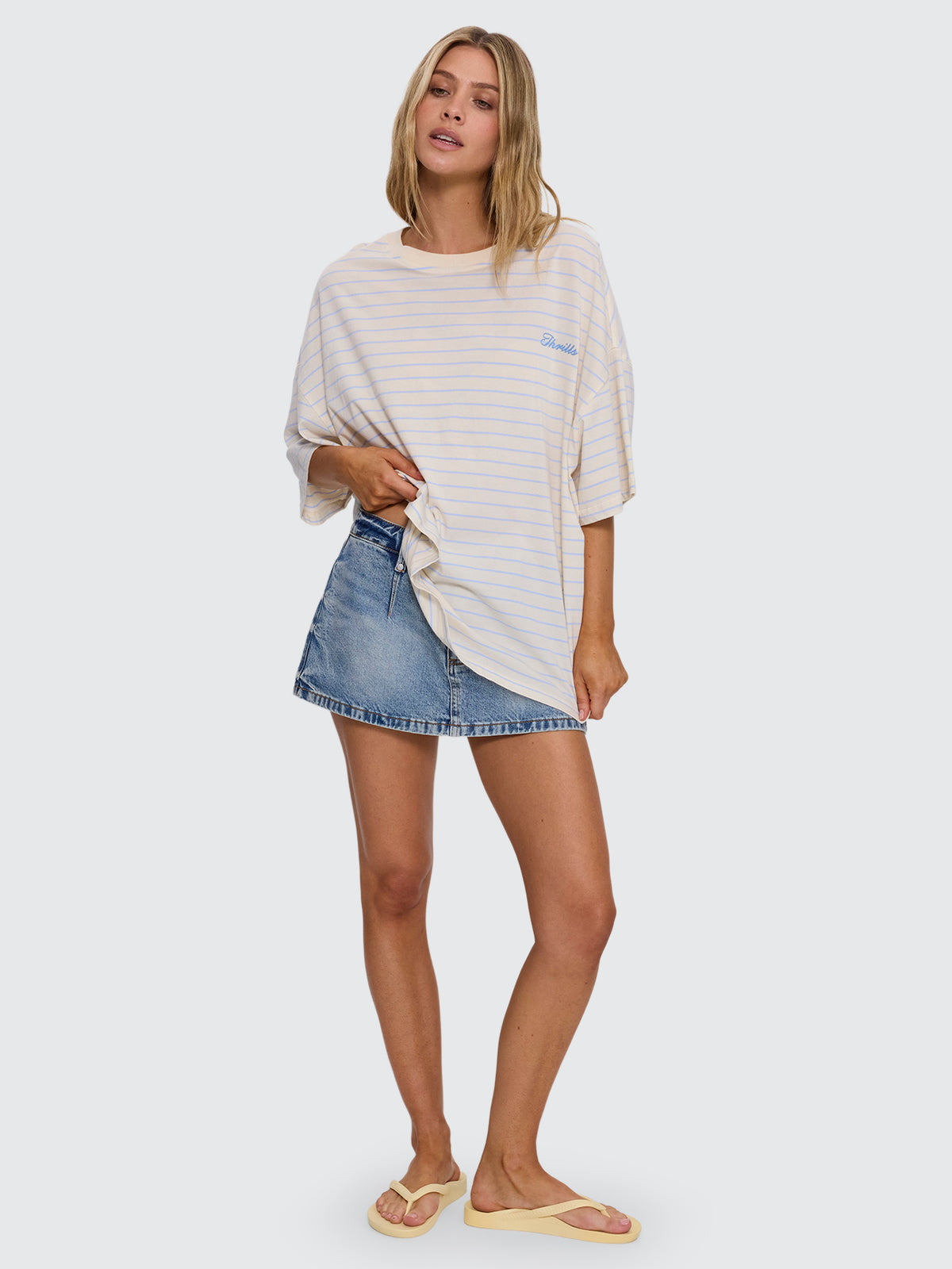 Coastal Slouch Tee - Placid Blue Stripe 4