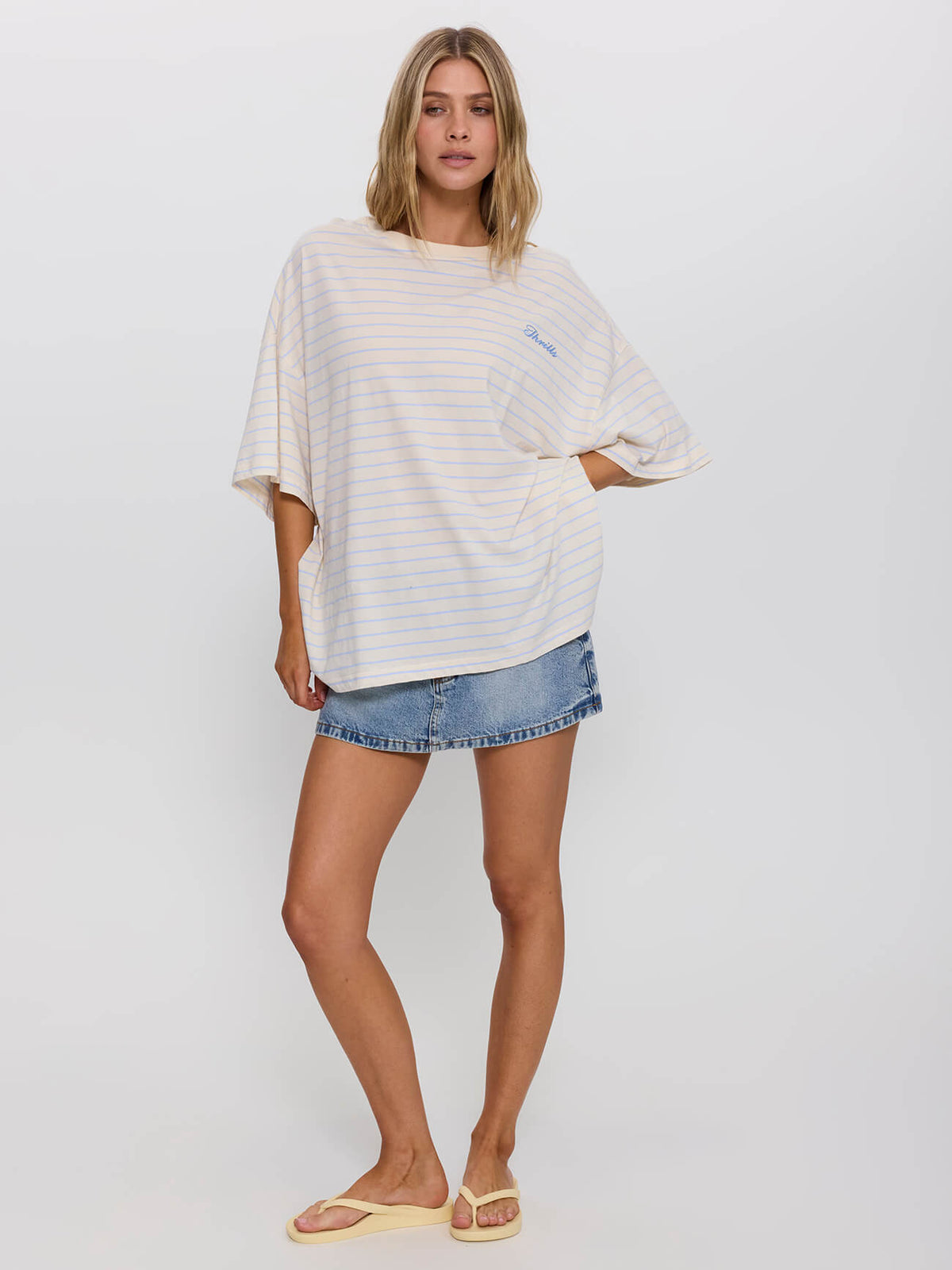 Coastal Slouch Tee - Placid Blue Stripe 4