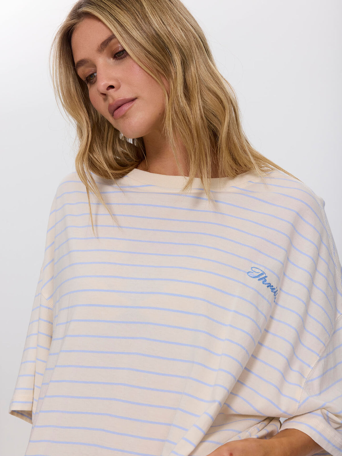 Coastal Slouch Tee - Placid Blue Stripe 4