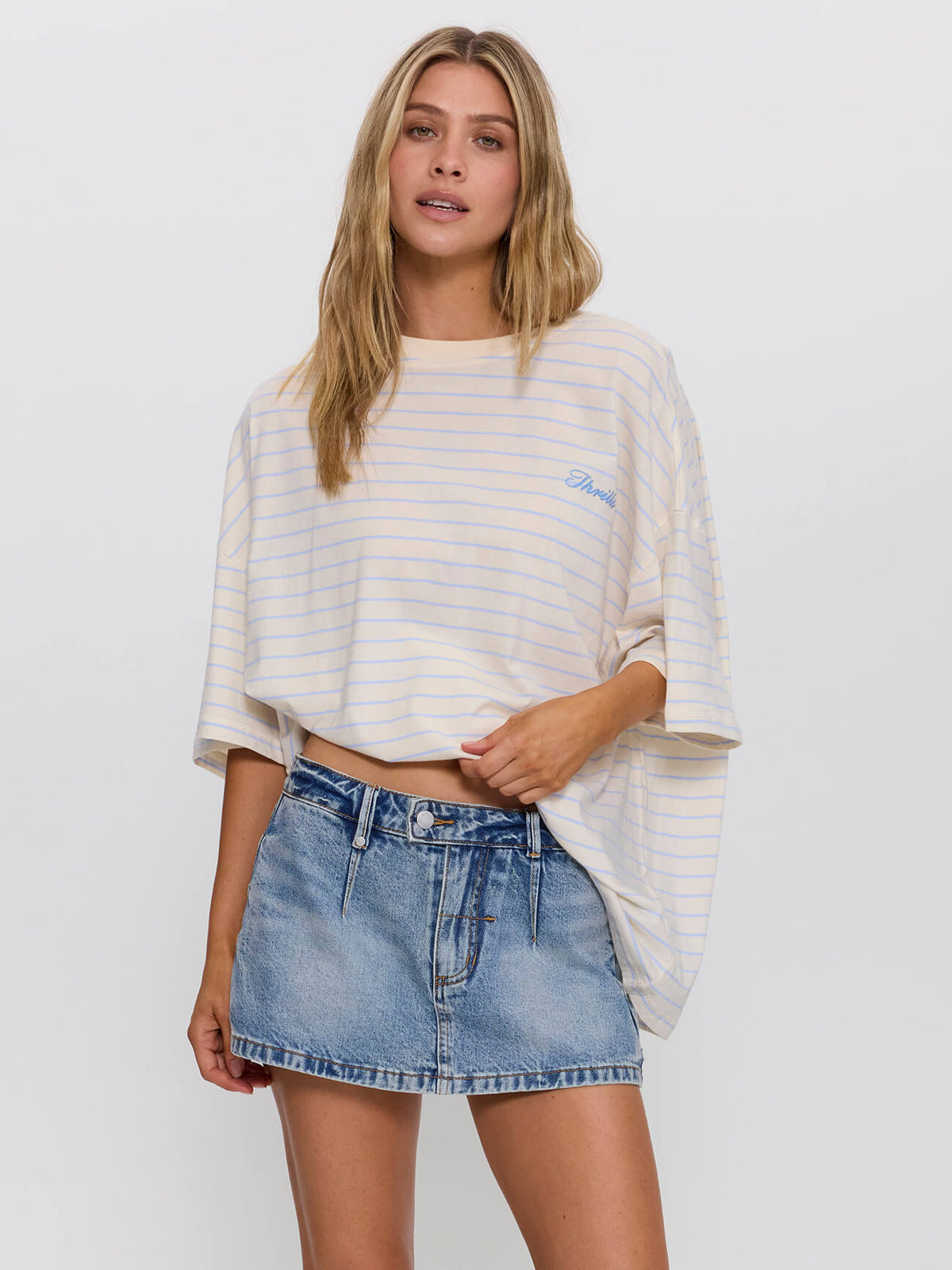 Coastal Slouch Tee - Placid Blue Stripe 4