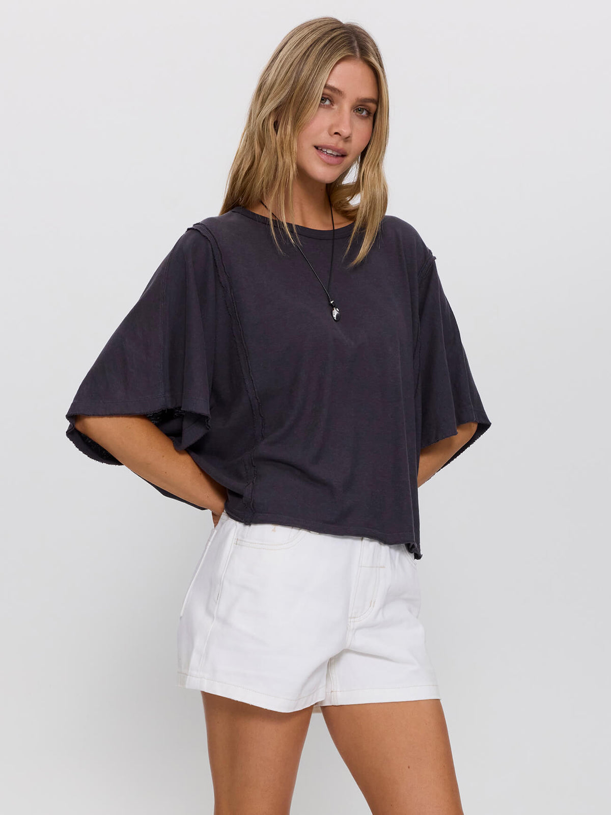 Hemp Extended Shoulder Tee - Ebony 4