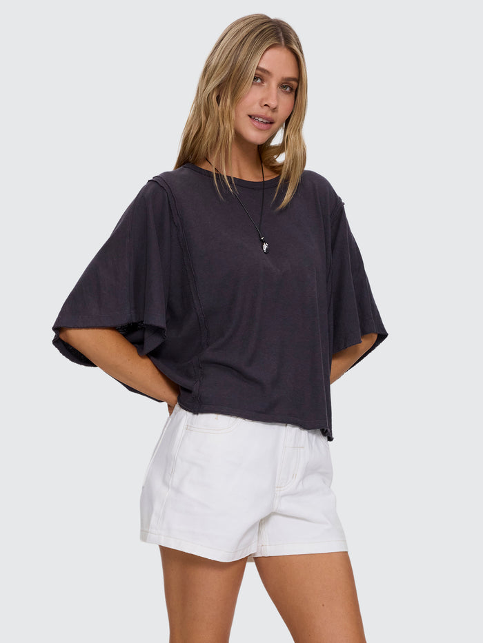Hemp Extended Shoulder Tee - Ebony 4