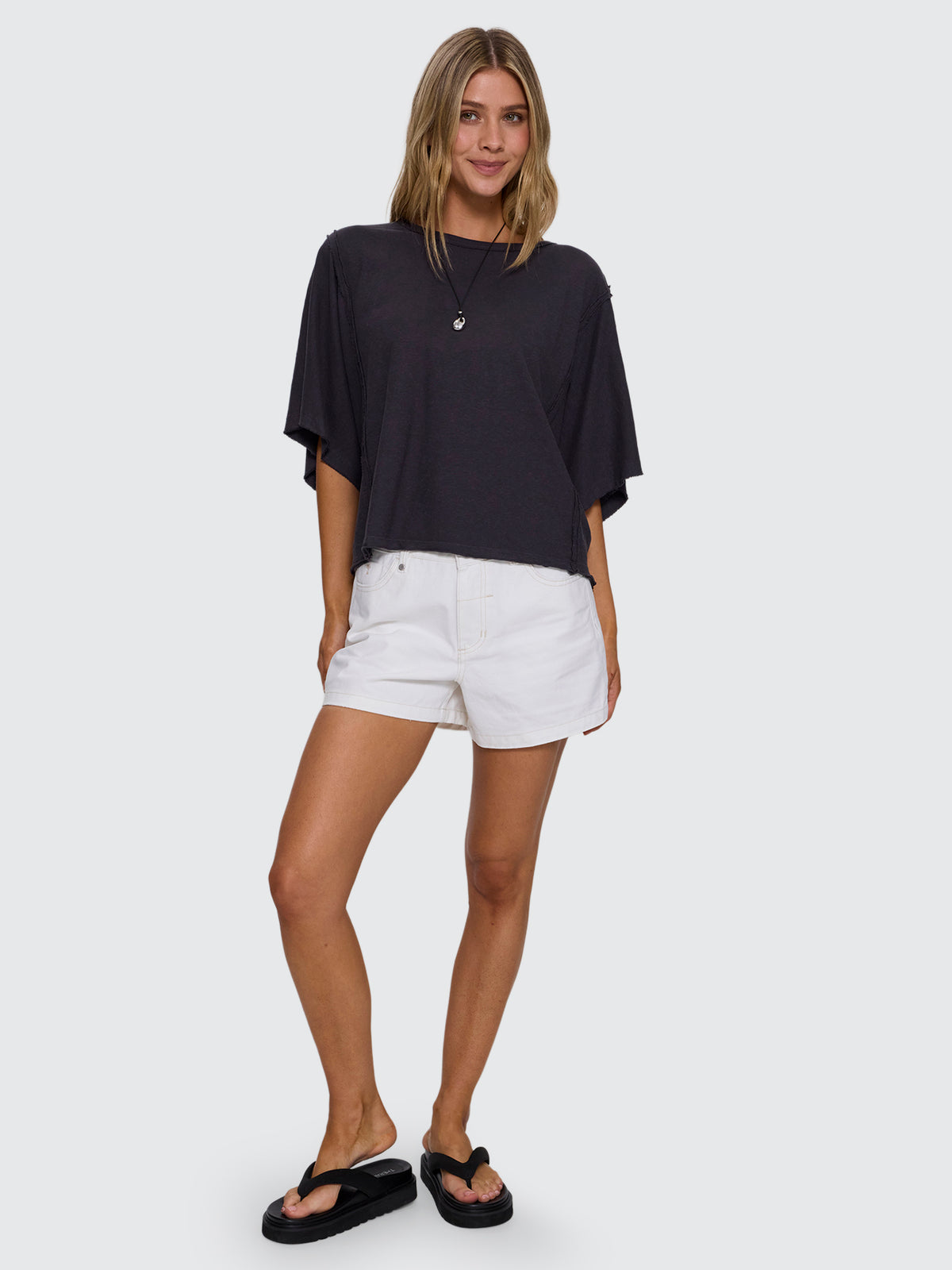 Hemp Extended Shoulder Tee - Ebony 4
