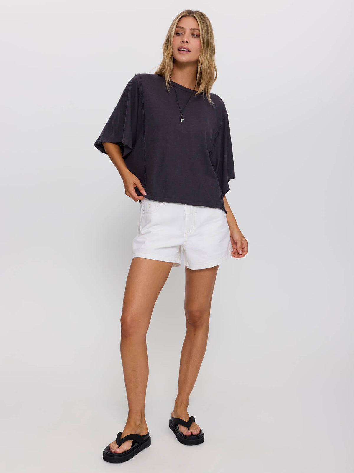 Hemp Extended Shoulder Tee - Ebony 4