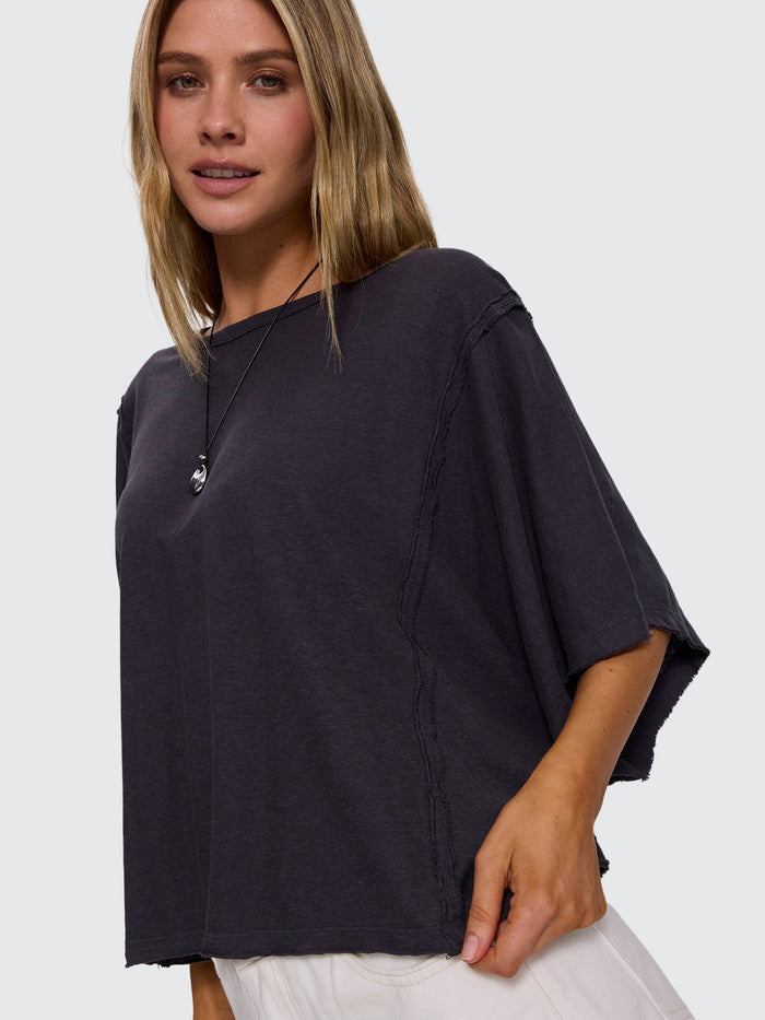 Hemp Extended Shoulder Tee - Ebony 4