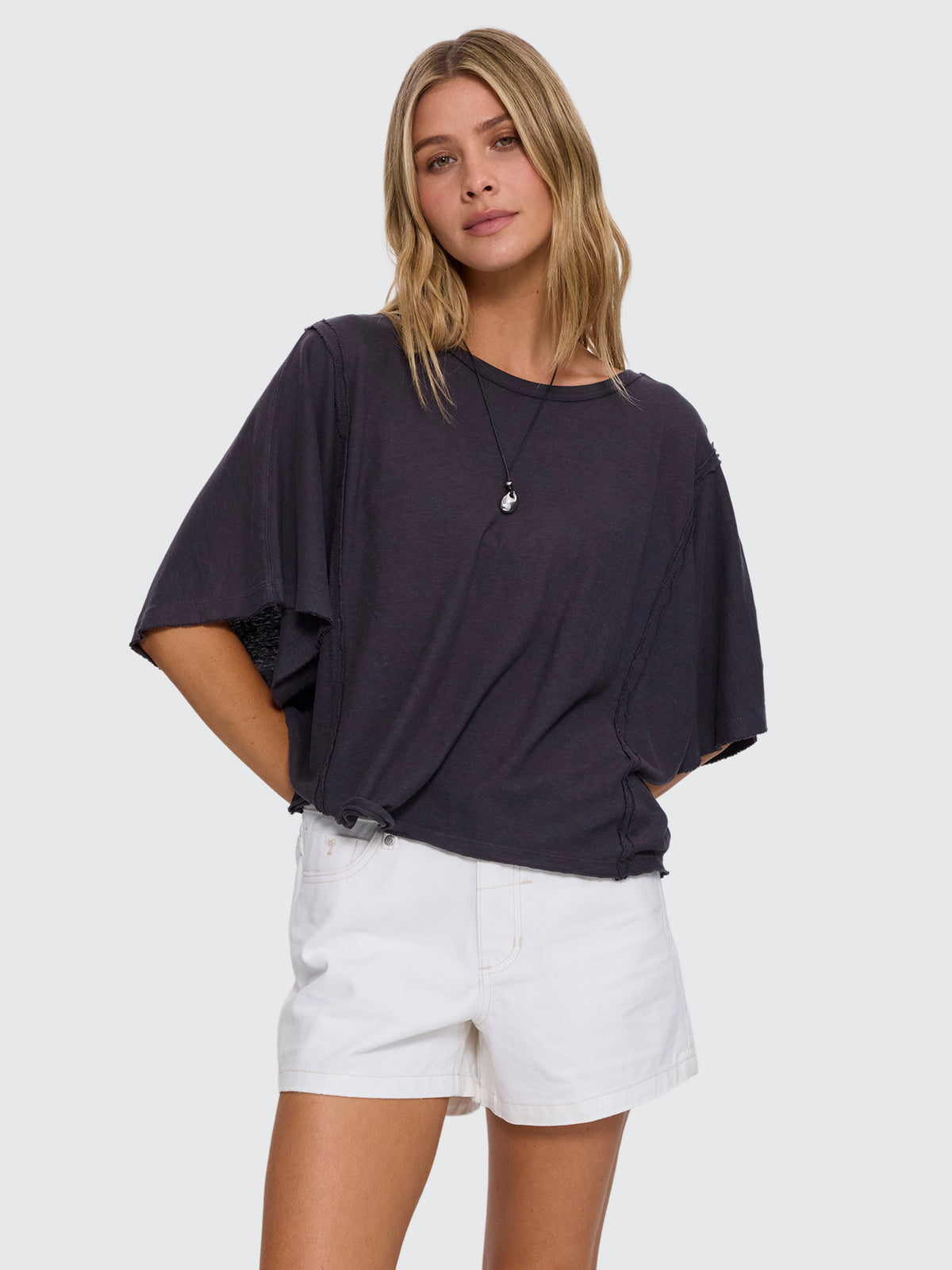 Hemp Extended Shoulder Tee - Ebony 4