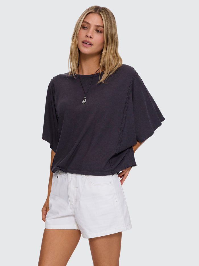 Hemp Extended Shoulder Tee - Ebony 4