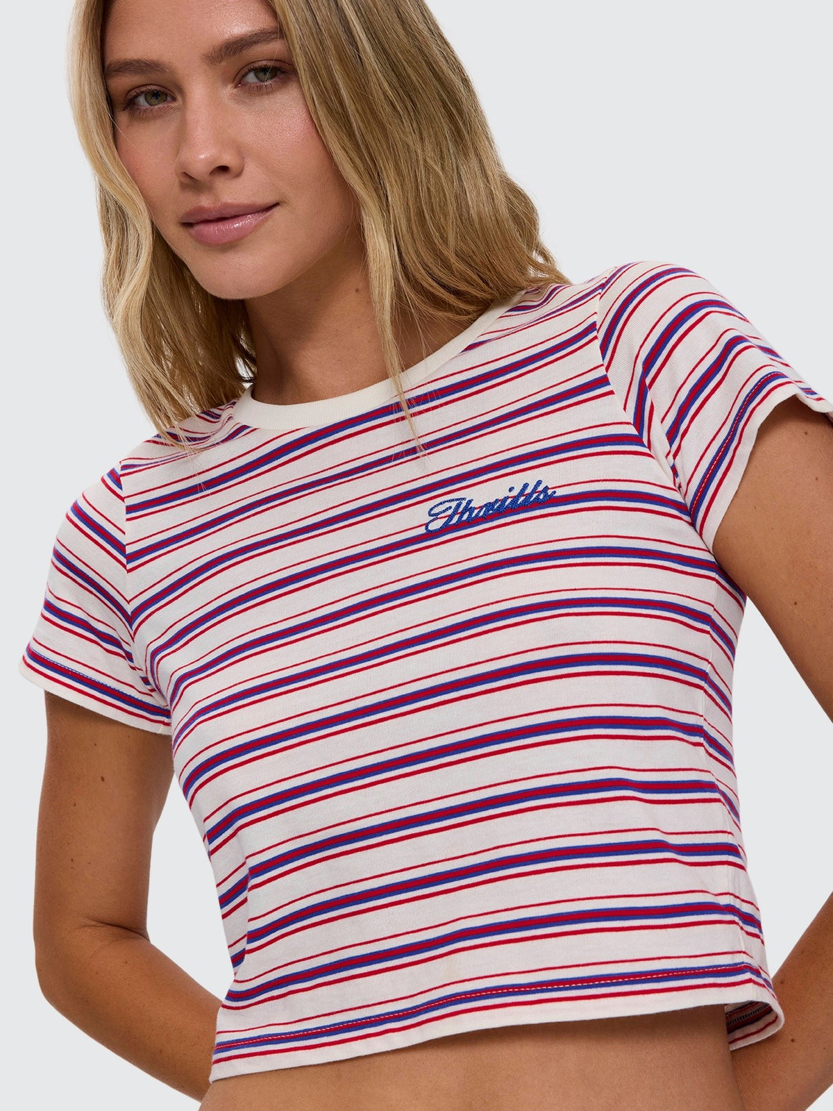 Multi Stripe Mini Tee - Red Royal Stripe 4