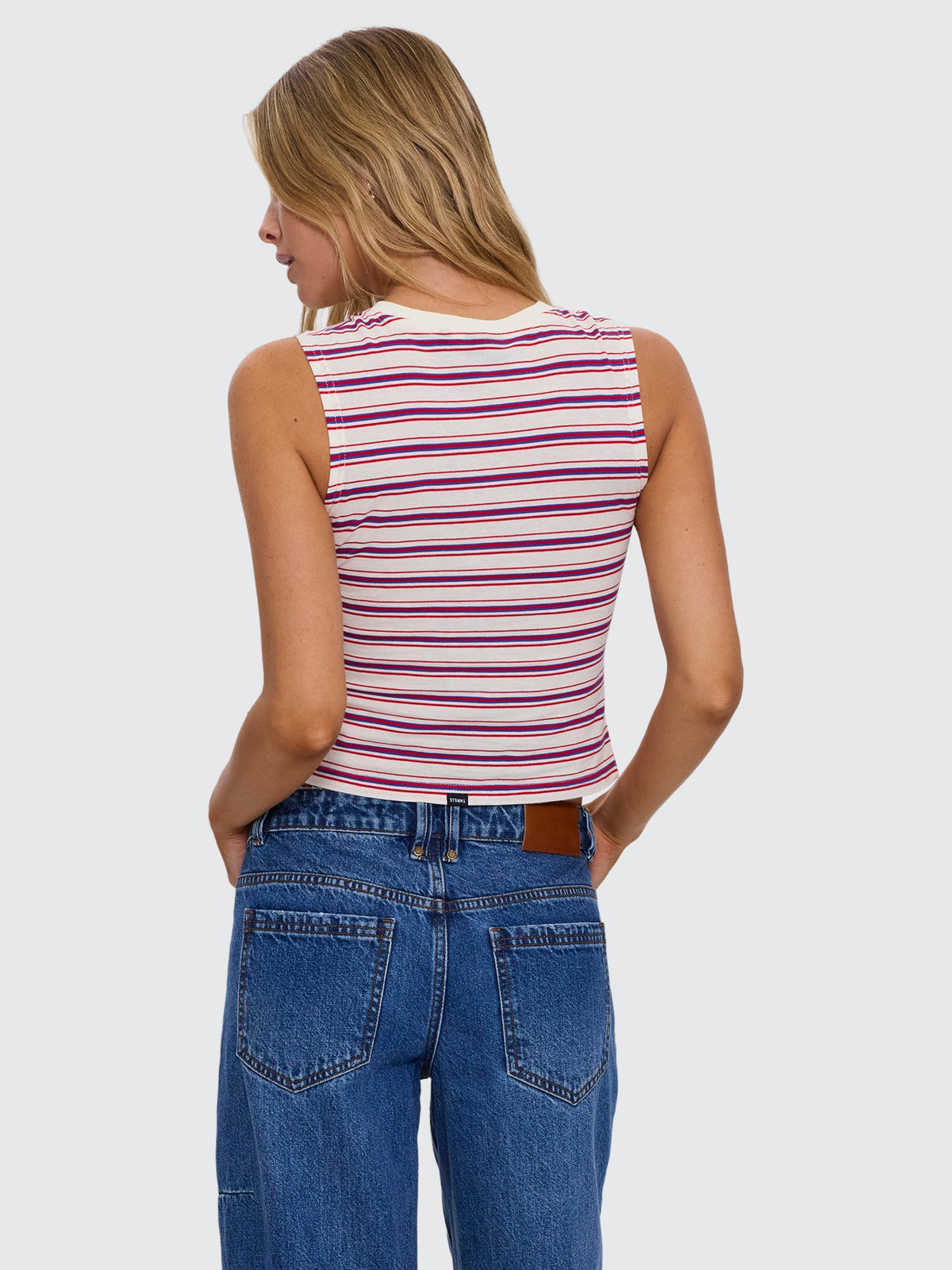 Multi Stripe Mini Muscle Tank - Red Royal Stripe 4