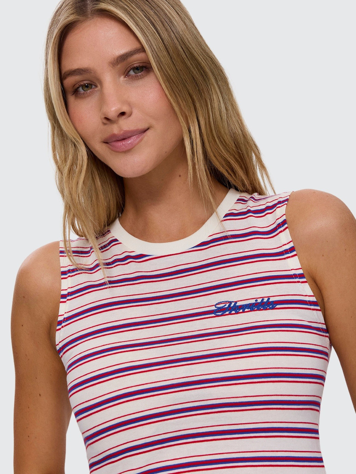 Multi Stripe Mini Muscle Tank - Red Royal Stripe 4