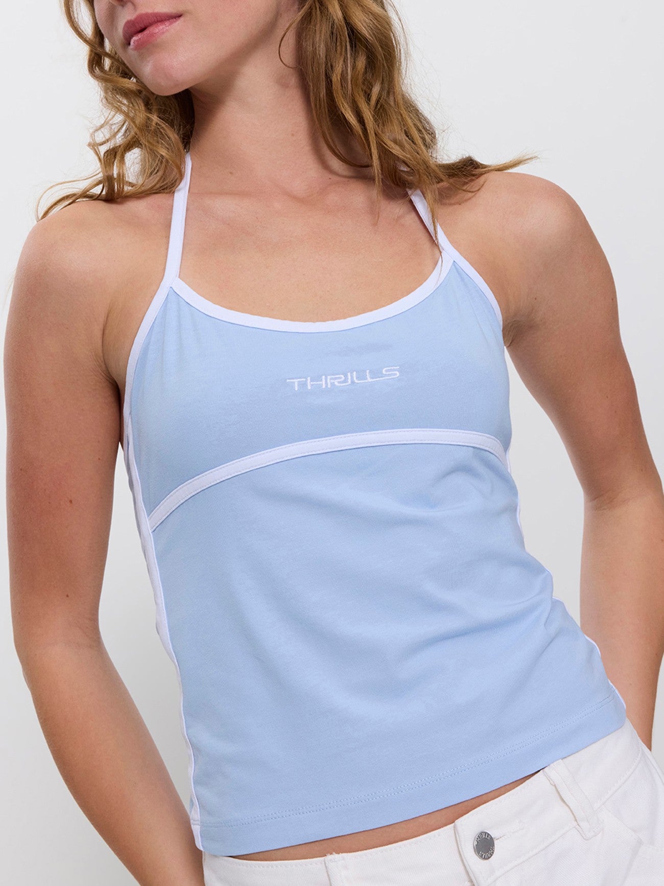 On Repeat Contrast Halter Top - Placid Blue 4