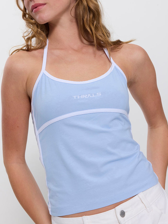 On Repeat Contrast Halter Top - Placid Blue 4