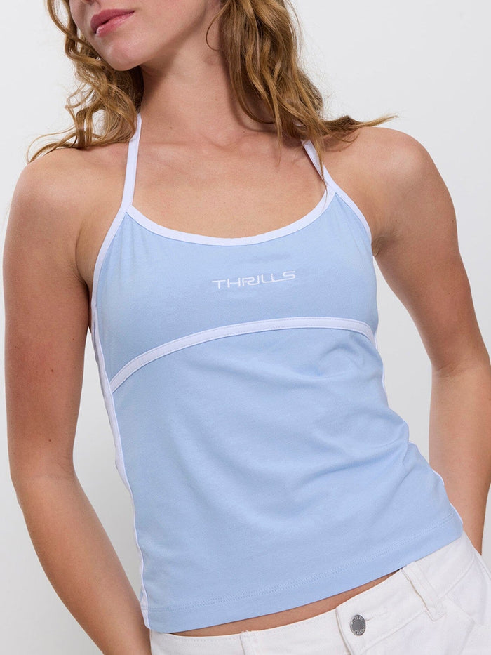On Repeat Contrast Halter Top - Placid Blue 4