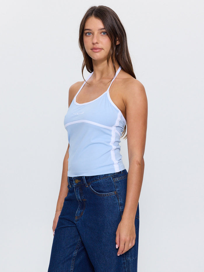 On Repeat Contrast Halter Top - Placid Blue 4