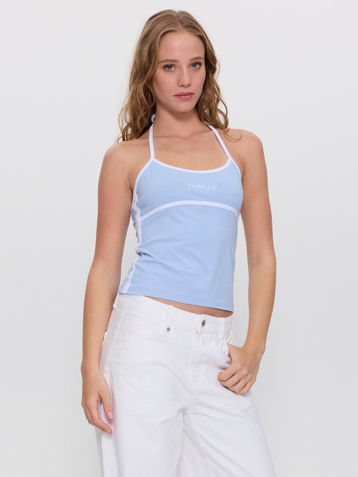 On Repeat Contrast Halter Top - Placid Blue 4