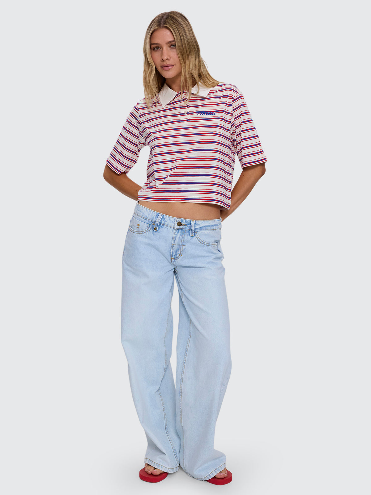 Harry Striped Cropped Polo - Red Royal Stripe 4