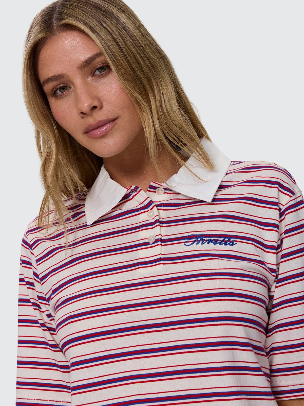 Harry Striped Cropped Polo - Red Royal Stripe 4